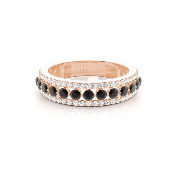Prong Setting Round Black Diamond Half Eternity Ring