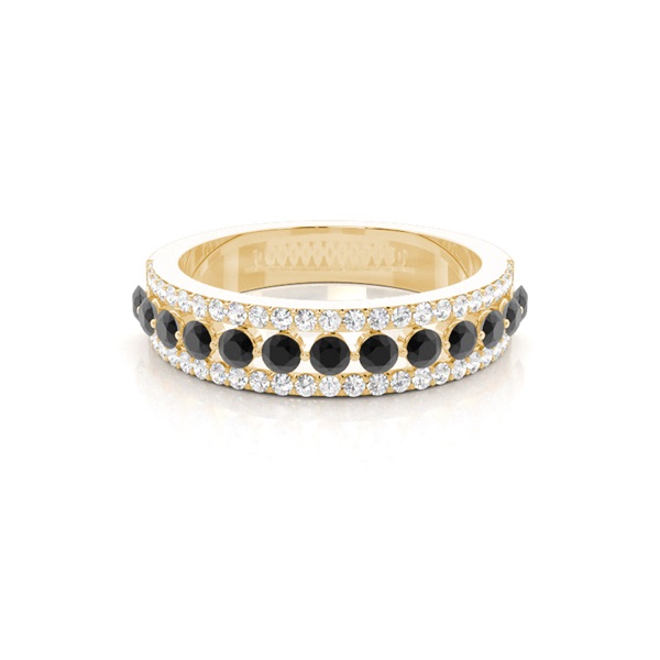 Prong Setting Round Black Diamond Half Eternity Ring