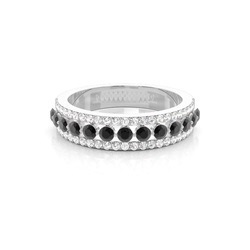 Prong Setting Round Black Diamond Half Eternity Ring