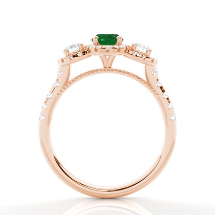 Zinkeneinstellung Ovaler Smaragd-Drei-Stein-Ring