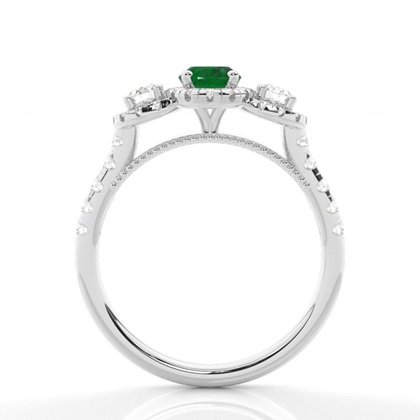 Zinkeneinstellung Ovaler Smaragd-Drei-Stein-Ring