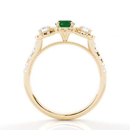 Zinkeneinstellung Ovaler Smaragd-Drei-Stein-Ring