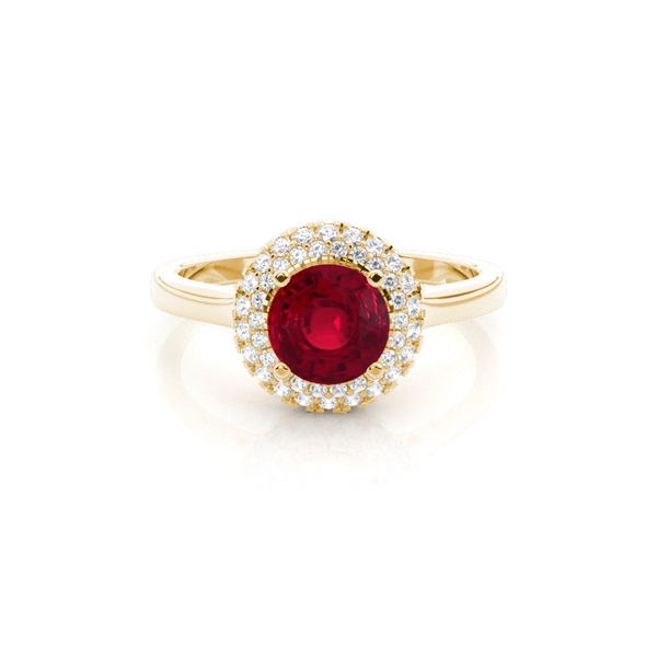 Prong Setting Round Ruby Halo Engagement Ring