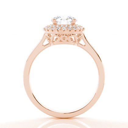 Prong-Einstellung Runder Moissanit-Halo-Verlobungsring