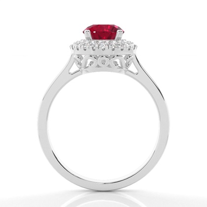 Prong Setting Round Ruby Halo Engagement Ring