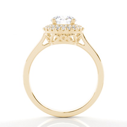 Prong-Einstellung Runder Moissanit-Halo-Verlobungsring