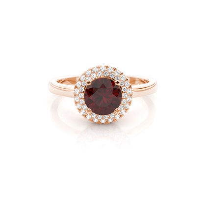 Prong Setting Round Garnet Halo Engagement Ring