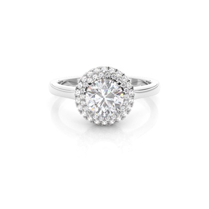 Prong Setting Round Moissanite Halo Engagement Ring