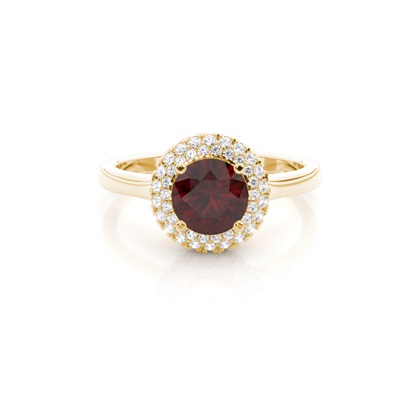 Prong Setting Round Garnet Halo Engagement Ring
