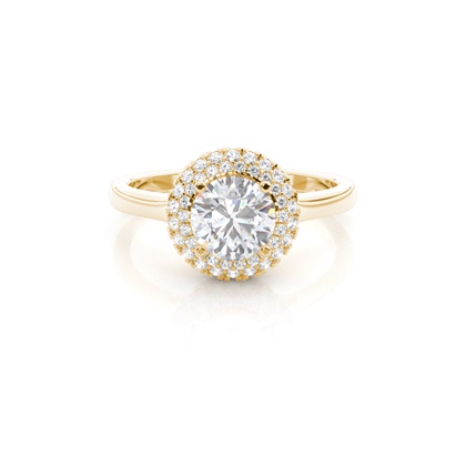 Prong Setting Round Moissanite Halo Engagement Ring