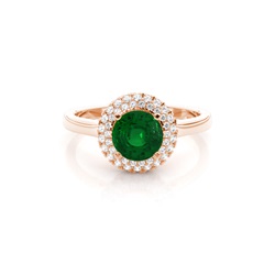 Prong Setting Round Emerald Halo Engagement Ring