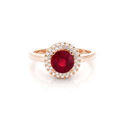 Prong Setting Round Ruby Halo Engagement Ring