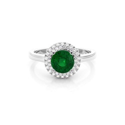 Prong Setting Round Emerald Halo Engagement Ring