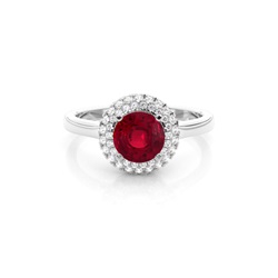 Prong Setting Round Ruby Halo Engagement Ring