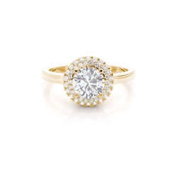 Prong Setting Round Moissanite Halo Engagement Ring