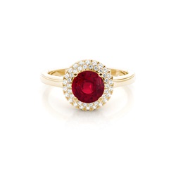 Prong Setting Round Ruby Halo Engagement Ring