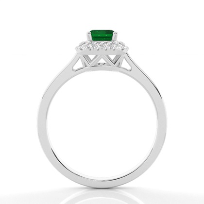 Prong Setting Emerald Halo Engagement Ring