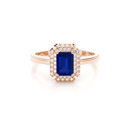 Emerald Rose Gold Halo Diamond Engagement Rings