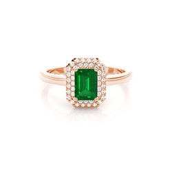 Prong Setting Emerald Halo Engagement Ring