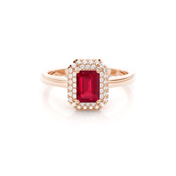 Prong Setting Emerald Ruby Halo Engagement Ring