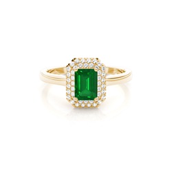 Prong Setting Emerald Halo Engagement Ring