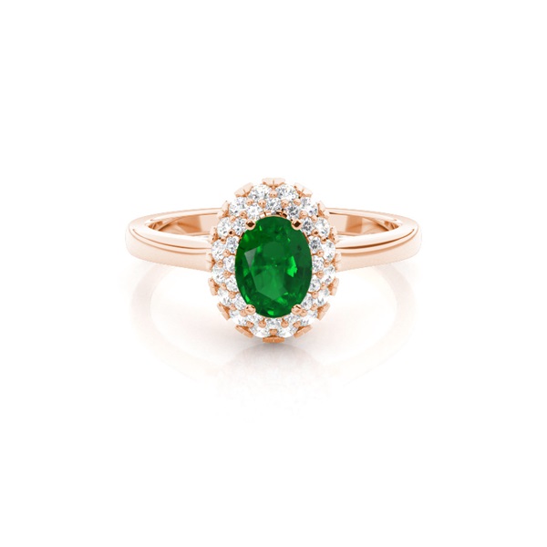 Prong Setting Oval Emerald Halo Engagement Ring