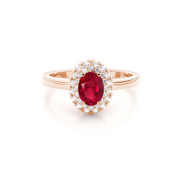 Prong Setting Oval Ruby Halo Engagement Ring