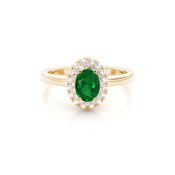 Prong Setting Oval Emerald Halo Engagement Ring