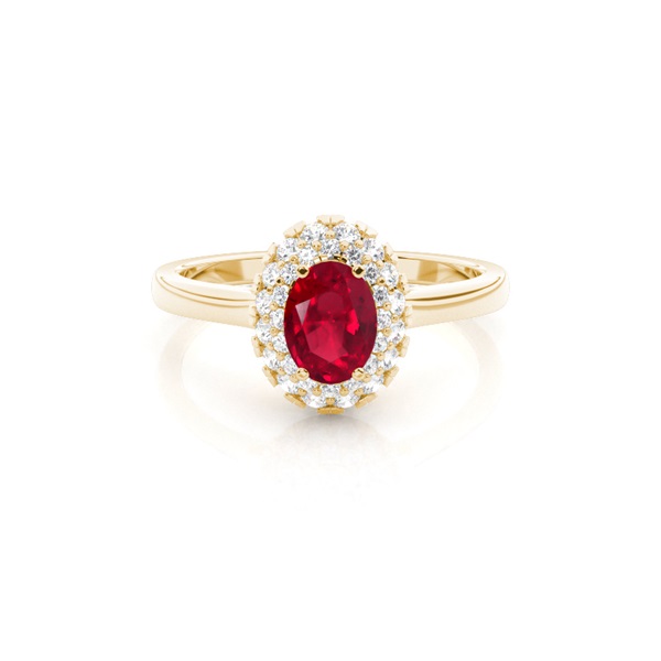 Prong Setting Oval Ruby Halo Engagement Ring