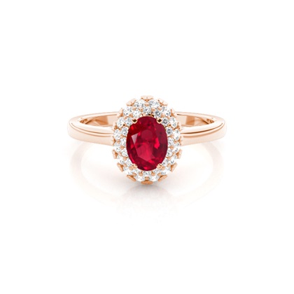 Oval Rose Gold Ruby Diamond Engagement Rings