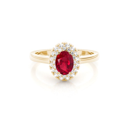 Oval Yellow Gold Ruby Diamond Engagement Rings
