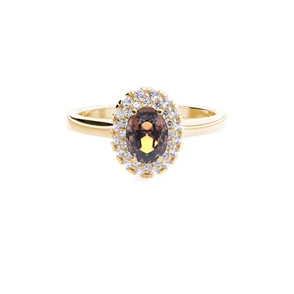 Prong Setting Oval Champagne Diamond Halo Engagement Ring