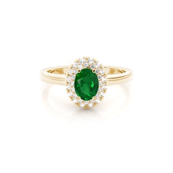 Prong Setting Oval Emerald Halo Engagement Ring