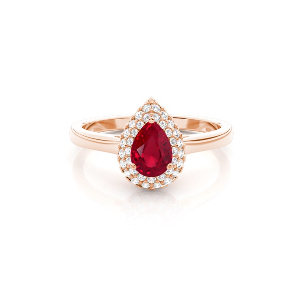 Prong Setting Pear Ruby Halo Engagement Ring