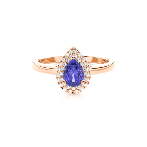 Prong Setting Pear Tanzanite Halo Engagement Ring