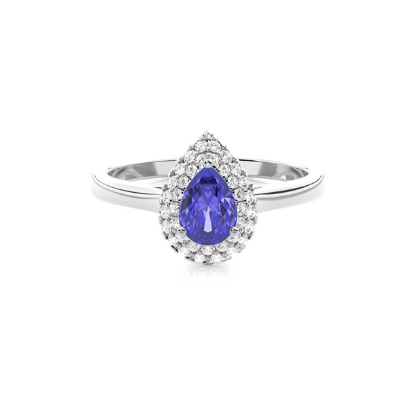 Prong Setting Pear Tanzanite Halo Engagement Ring