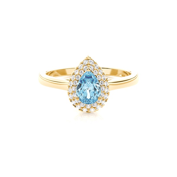 Prong Setting Pear Aquamarine Halo Engagement Ring