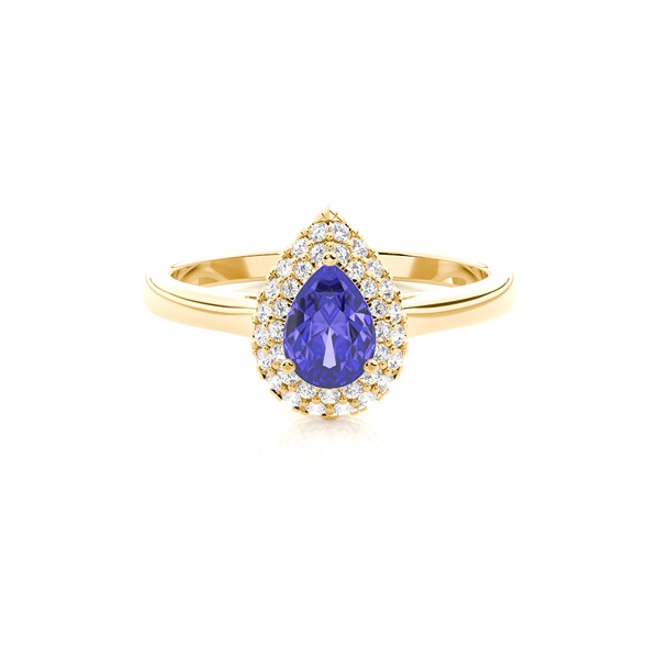 Prong Setting Pear Tanzanite Halo Engagement Ring