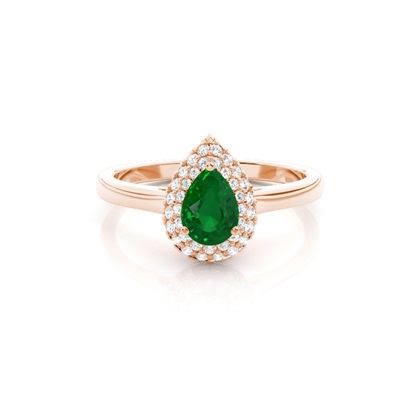 Pear Rose Gold Emerald Diamond Engagement Rings