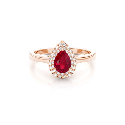 Pear Rose Gold Ruby Diamond Engagement Rings