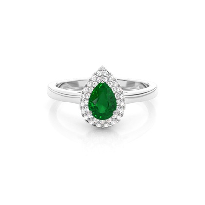 Pear Emerald Diamond Engagement Rings