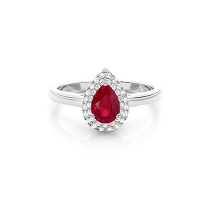 Pear Ruby Diamond Engagement Rings