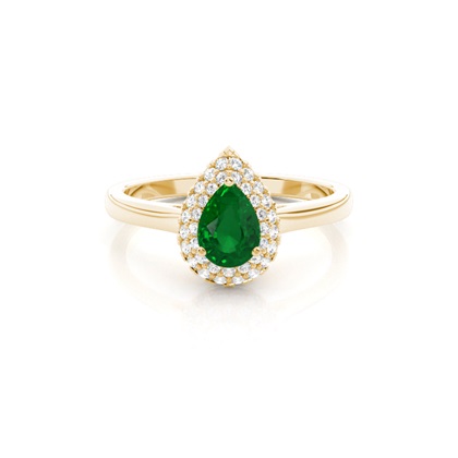 Pear Yellow Gold Emerald Diamond Engagement Rings