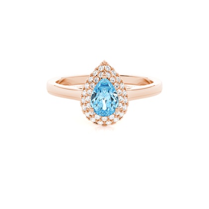 Prong Setting Pear Aquamarine Halo Engagement Ring