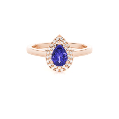 Prong Setting Pear Tanzanite Halo Engagement Ring