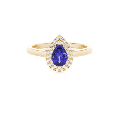 Prong Setting Pear Tanzanite Halo Engagement Ring