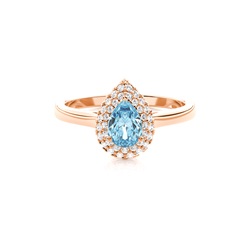 Prong Setting Pear Aquamarine Halo Engagement Ring