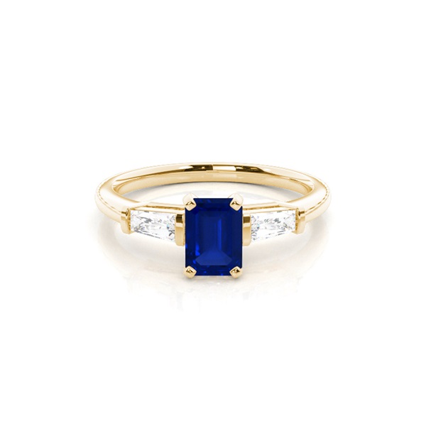 Prong Setting Blue Sapphire Side Stone Ring