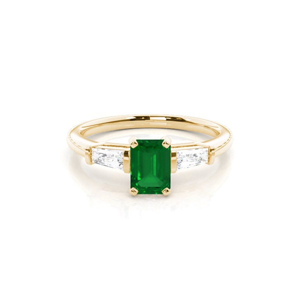 Prong Setting Emerald Side Stone Ring
