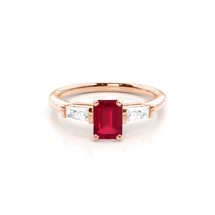 Emerald Rose Gold Ruby Diamond Engagement Rings